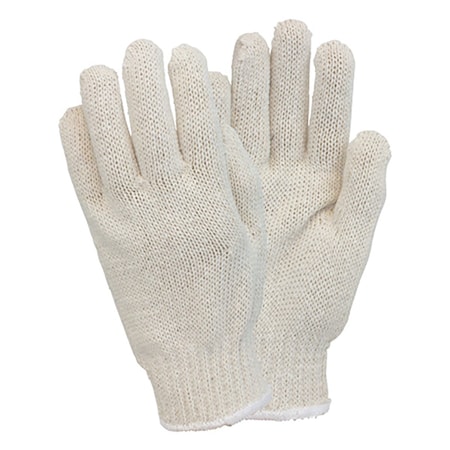 Safety Zone Medium Weight Cotton Polyester String Knit Gloves - Natural, Mens - 12 Pairs GSMW-MN-2P-NRB
