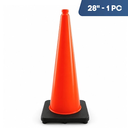 Dsv Standard Traffic Safety Cone 28" with Heavy Black Base, Orange, PVC 97128NT