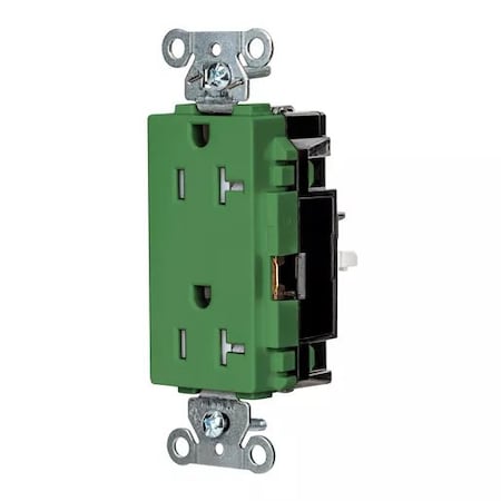 Hubbell Wiring Device-Kellems Straight Blade Receptacle, 5-20R, 20 A, 125V AC, 2 Pole, 3 Wire, Surface Mount, Grounded HBL2162STGNTR