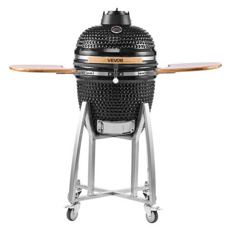 Vevor Charcoal Grill and Smoker Ceramic BBQ Smokers with 4 Wheels & Thermometer AU-18