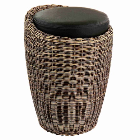 Elama 1 Piece Wicker Outdoor Ottoman Chair in Brown and Black ELM-829D-BROWN