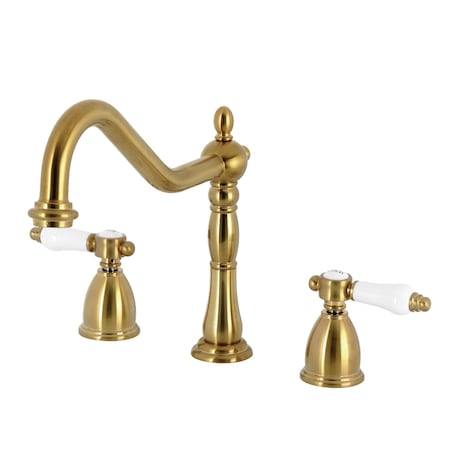 Kingston Brass Double-Handle Widespread Kitchen Faucet, Brushed Brass KB1797BPLLS