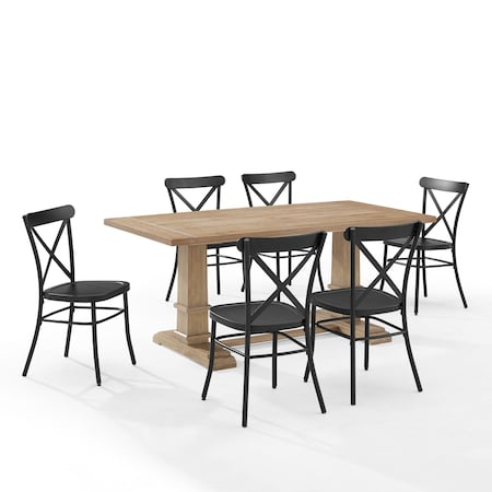 Crosley Joanna 7-Piece Dining Table Set For 6 W/Camille Chairs KF20008RB-MB
