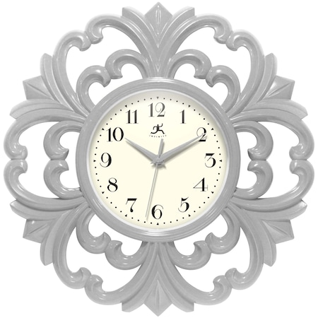Infinity Instruments Wisteria Wall Clock, Stone Grey, 15.5" 20331ST-4561