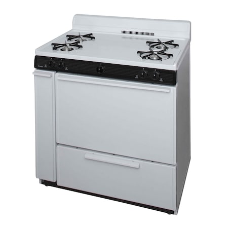 Premier Gas Range, Four 9100 BTU Open Burners, 36 inW x 40 inH x 26 inD, 3.91 cu. Ft., White 805750