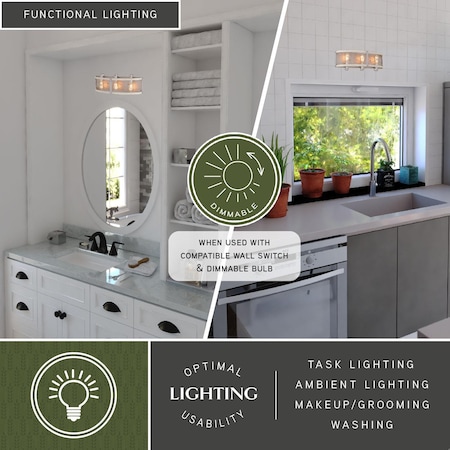 Vaxcel Dale 3 Light Gray Farmhouse Bathroom Vanity Fixture W0421