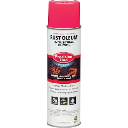 Rust-Oleum Precision Line Marking Paint, 17 oz, Fluorescent Pink, Water -Based 1861838