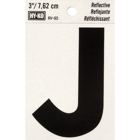 Hy-Ko Vinyl 3'' Reflective Adhesive Letter J RV-50J