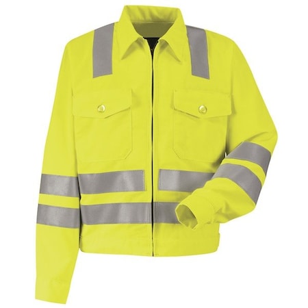 Red Kap Hi-Vis Jacket, 100% Polyester, Fluorescent Yellow/Green, M JY32AB LN 42