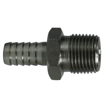 Midland Industries 73953 Nipple, 1/2 in, Hose Barb, 1/2 in, MIP, 300 psi Pressure, Stainless Steel 73953FT