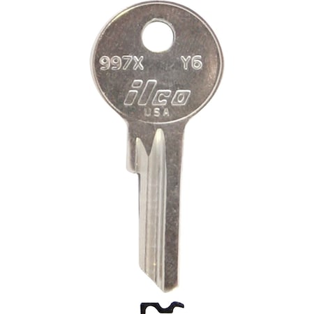 Ilco Yale Nickel Plated House Key Y6 / 997X, 10PK IAL3202400B