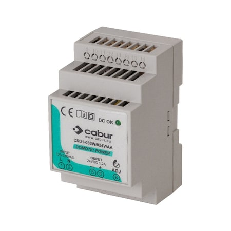 Automation Systems Interconnect 24V DC, 30W DIN Rail Power Supply, Low Profile, Compact, 120V AC Input, 24V DC, 1.2A Output XCSD1030W024VAA
