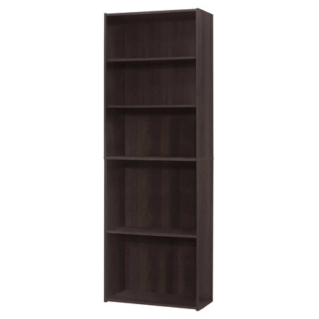 Homeroots 71" Cappuccino Wood Adjustable Bookcase 355724