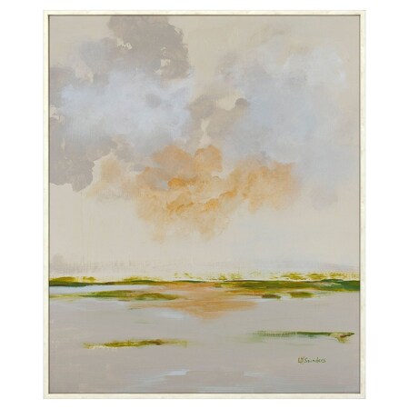 Homeroots Abstract Watercolor Waterscape White Floater Frame Wall Art 558355