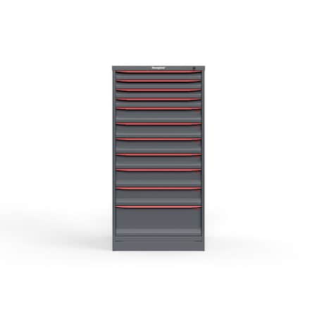 Strong Hold 11 drawer cabinet - (4x 2ft, 4x 4ft, 2x 5ft, 1x 9ft) - Red accents - Keyed Different S3060-PPDAS-1102DS