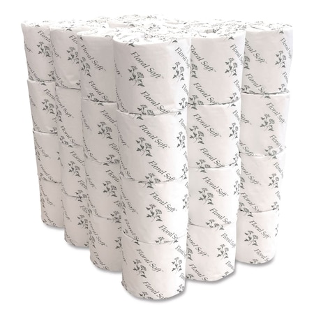 Floral Soft Standard Bathroom Tissue, Septic Safe, 2-Ply, White, 400 Sheets/Roll, 48PK B448