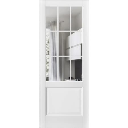 Sartodoors Slab Barn Door Panel, Felicia 3599 White Silk with Clear Glass, Sturdy Finished Doors, Pocket Clo FELICIA3599S-WS-1896
