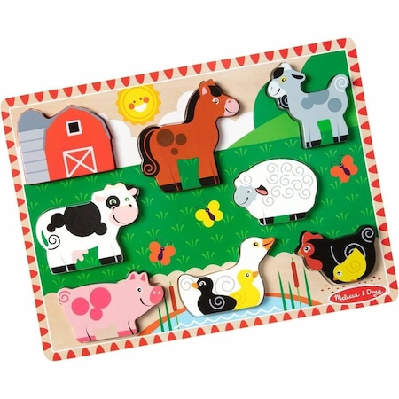 Melissa & Doug Farm Animals Chunky Puzzle, 9in x 12in, 8 Pieces 3723