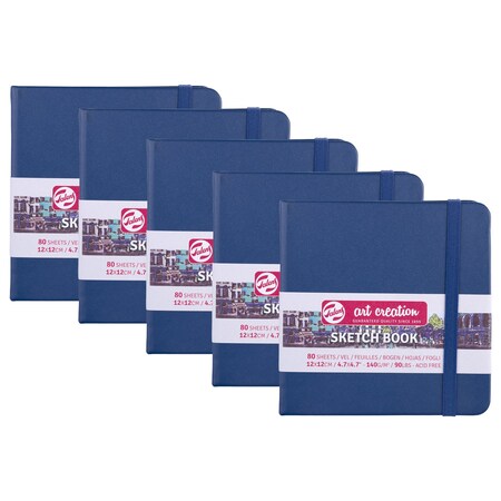 Talens Art Creation Sketchbook, 80 Sheets, 90lbs, Navy Blue Cover, 4.7'' x 4.7'', 5PK 9314234M
