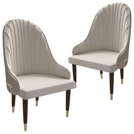 Leisuremod Elara Collection Wooden Dining Chair in Cream, 2PK EC59CR2