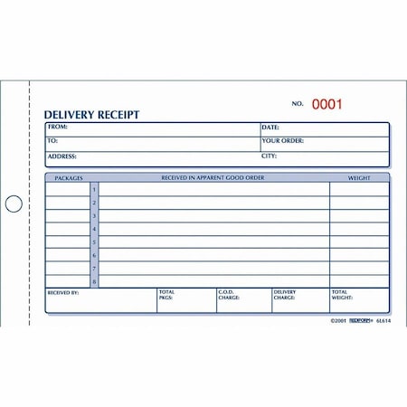 Rediform Delivery Receipt Book, 50 Sets 6L614