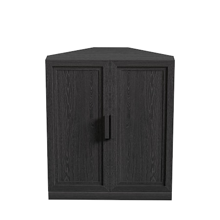 Homeroots 31in Black Wood Corner Accent Cabinet 693404