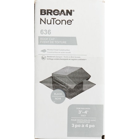 Broan-Nutone 3'' or 4'' Black Steel Roof Vent Cap 636
