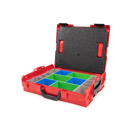 Tekton Shallow Stacking Tool Box, L-BOXX 1 with 8-Piece Organizer Bin Set, Variant A and Lid Insert OLB91008