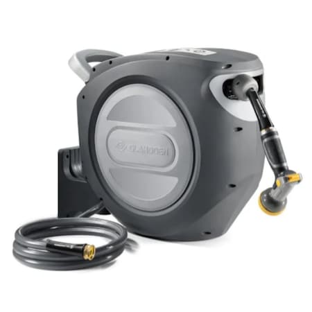 Wrightmaster Retractable 1/2 in. Dia x 100 ft. Wall Mount Garden Hose Reel with 9 Modes Nozzle, 180 Deg Swivel ZOR-I30B