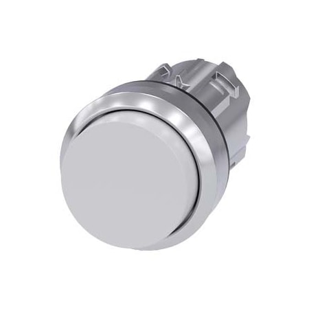 Siemens Pushbutton, 22 mm, round, metal, shiny, white, pushbutton, raised 3SU1050-0BB60-0AA0-ZY10