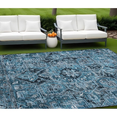 Homeroots 10' X 14' Gray Oriental Washable Indoor Outdoor Area Rug 563753