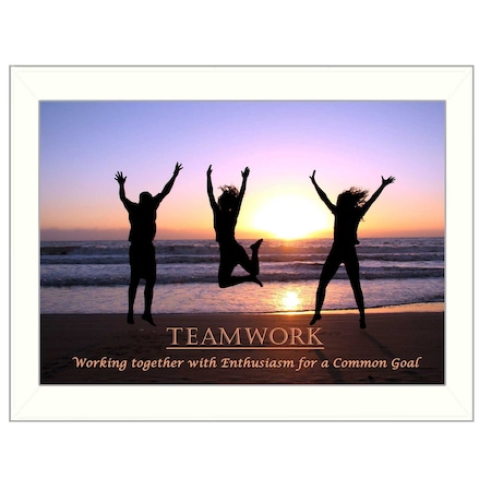 Homeroots Teamwork White Framed Print Wall Art 415559