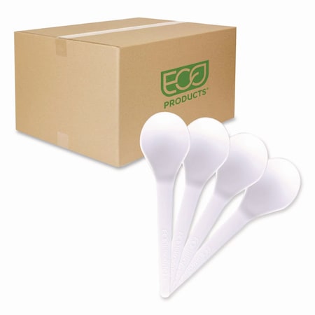 Eco-Products Plantware Compostable Soup Spoon, Heavyweight, Plastic, White, 1000PK EP-S014