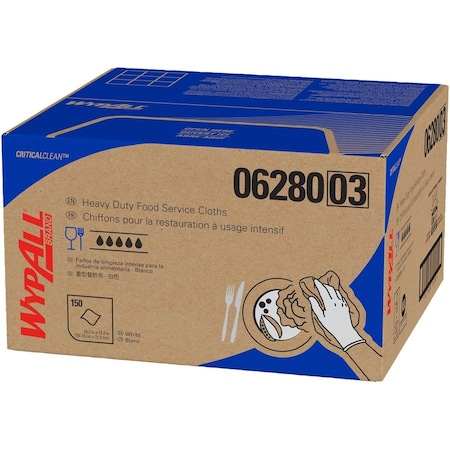 Wypall WypAll Critical Clean Ultra Duty Foodservice Cloths (06280) Anti-Microbial Treatment, White, 1 Box 06280