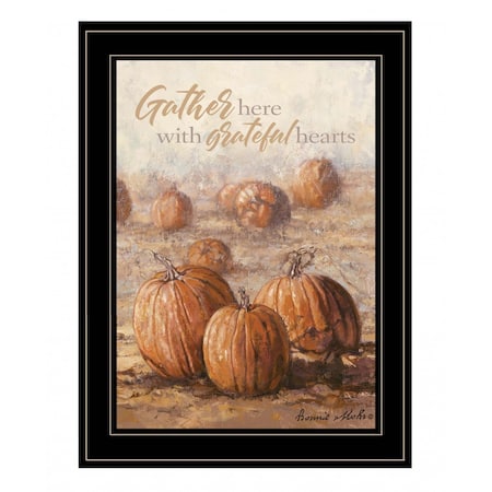 Homeroots Gather Here with Grateful Hearts 2 Black Framed Print Wall Art 406826