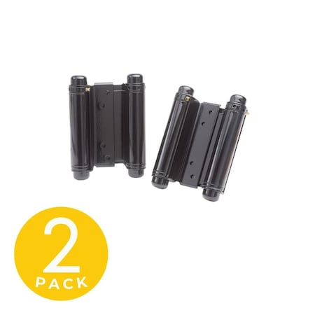 Trans Atlantic Co. 6 in. Black Double Acting Barrel Spring Square Corner Door Hinge with Fixed Pin - Pack of 2 DH-TAN5006-BK
