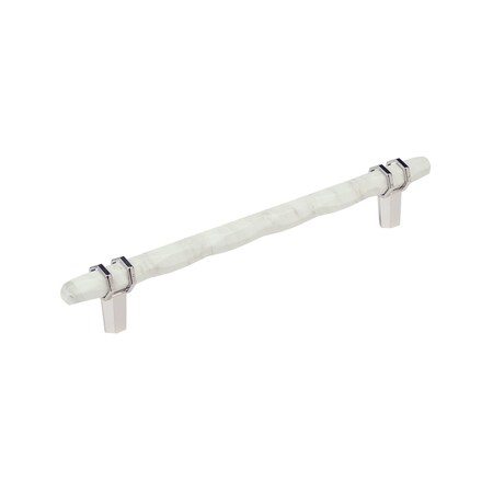 Amerock Carrione 8 inch 203mm Center-to-Center Marble White/Polished Nickel Cabinet Pull BP36663MWPN
