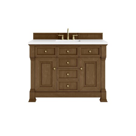 James Martin Vanities Brookfield 48 in. Single Vanity, Honey Oak, w/ 3 CM White Zeus Silestone Top 547-V48-HNO-3WZ