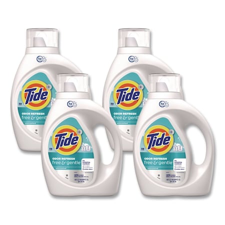 Tide Free and Gentle Odor Refresh Liquid Laundry Detergent, 39 Loads, 55 oz Bottle, 4PK 80816281