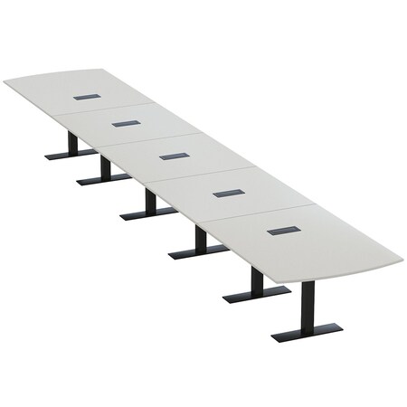 Skutchi Designs 22 Person Conference Table With Power Unit | 22' Arc Rectangle Table | Harmony Series HAR-AREC-48X264-T.BK-U779-EBLK