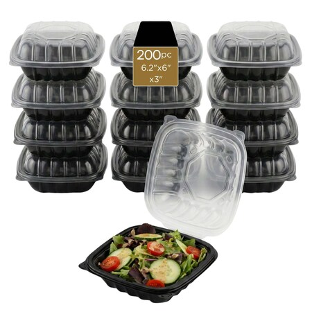 Eco Harmony Products Food Storage Container, Hinged, Vented Lid, Plastic, 6.2" x 6", 200PK 804612