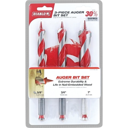 Diablo Auger Bit Set, 3-Piece DAG1900-S3