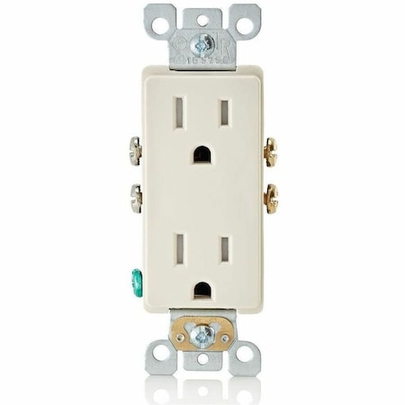 Leviton Duplex Decora Receptacle, 15 Amp, 125 Volt T5325-ST