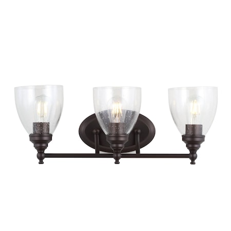Jonathan Y Marais 22.5" 3-Light Metal/Glass LED Vanity, Oil Rubbed Bronze JYL7470A