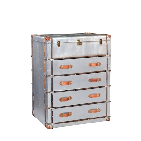 Homeroots 42" Silver Aluminum Four Drawer Dresser 489196