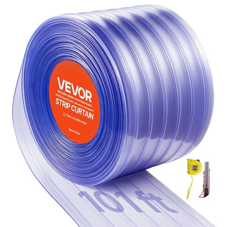 Vevor PVC Strip Curtain 101 ft x 12 in Ribbed Plastic Door Strip Bulk Roll MS-0008