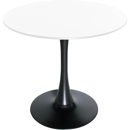 Leisuremod Bristol Modern Round Dining Table with MDF Wood Top and Steel Pedestal Base BTBL-24WS