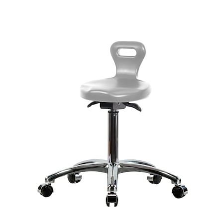 Blue Ridge Ergonomics Poly Serpent Sit-Stand Stool Chrome-Medium Bench Height with Chrome Casters in Gray Poly PSPMBSO-CR-NF-CC-GRY