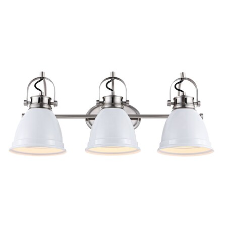 Jonathan Y Phineas 25.5" 3-Light Adjustable Farmhouse Bohemian Iron LED Vanity Light, White/Nickel JYL1116B