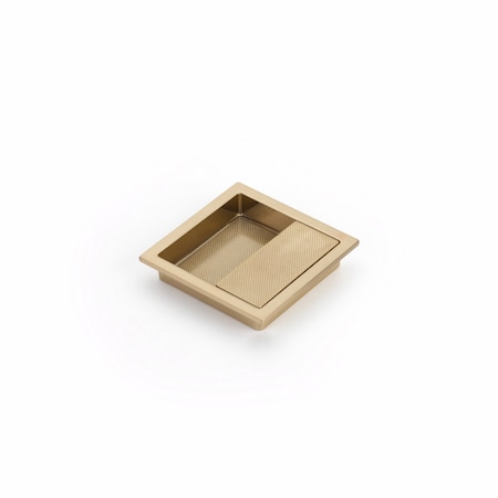 Schaub 3-7/8in x 3-7/8in Modo Offset Recessed Pull Signature Satin Brass Finish 1208-SSB